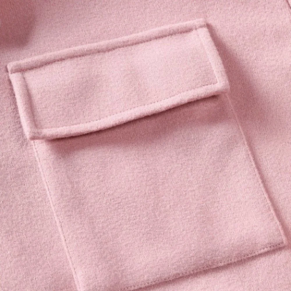 Baby Pink Mens Drop Shoulder Overcoat - Picture 4 of 4